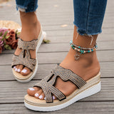 Large-Size Slopes And Slippers Women's 2025 Summer Fashion Water Drill Outside Wearing Thick-Bottomed Large Beach Shoes HZ0115