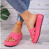 Large-Size Thick-Bottomed Cool Slippers Women's New Summer 2025 Fashion Fish Mouth Comfortable Beach Slippers HZ0115