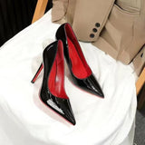 2025 Summer New Pointed Black Red Bottom Shallow Professional Fashion Temperament Mature Simple High-Heeled Single Shoes HZ0115