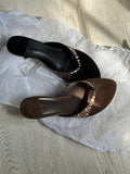 2025 New High-End Rivet Clip Cool Slippers Velvet Word High-Slip Slippers Women's Summer Wear HZ0115