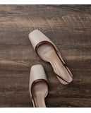 Coarse Heel Square Head Brown Bag Head Sandals Women 2025 Summer Light-Mouthed High-Heeled Shoes Sandals Women's Tide HZ0115
