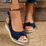 New Velvet Hemp Rope Bow And Sandals Women's Casual Slopes And Thick-Soled Sandals Women's Shoes HZ0115