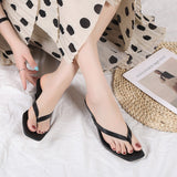 Clip-Footed Casual Flip-Flops Women 2025 Summer New Square Head And Women's Beach Shoes HZ0115