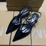 ZAJ2025 Spring New Feel Sandals Women Wear French Evening Fairy Style Sharp Single Shoes In Summer HZ0115