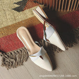 Baotou Half Slippers Women's Summer Wear 2025 Summer New Shoes Pointed Flat Bottom Muller Cool Slippers Half-To-Single Shoes HZ0115