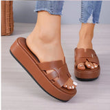 Large-Size Thick-Bottomed Cool Slippers Women's New Summer 2025 Fashion Fish Mouth Comfortable Beach Slippers HZ0115