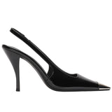 Rose Park Coloring British Sexy Patent Leather High Heels Square Metal Head Fine Heel Single Shoes Black Bag Head Sandals Woman HZ0115