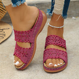 Large-Size Hollow Flowers One-Word Slippers Women In The Summer Of 2025 New Leisure Thick Bottom Slope And Cold Slippers Women HZ0115