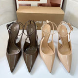 ZA Same Pointed Light Mouth Back Empty Single Shoes 2025 Spring And Autumn New Baotou Sandals With High Heels Apricot Color Woman HZ0115
