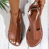 Flat-Soled Sandals Women 2025 Summer New Round Toe Side Empty Bag Behind The Back To Wear Large-Size Sandals HZ0115