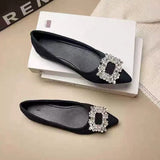 2025 New Women's Water Drill Shoes Design Pointy Flat Bottom French Style Fashion Niche Single Shoes HZ0115