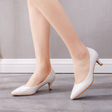 5 Cm Light-Mouthed Tip Single Shoe Low Heel Single Shoes Light-Mouthed Professional White High Heels Commuter Workplace Women's Shoes HZ0115