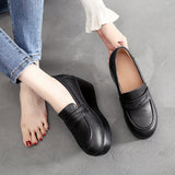 Cows And English Wind Small Leather Shoes Waterproof Table Women's Shoes Pine Sole Single Shoes Autumn Plus Velvet Tung Leoptium Pedalle Limousle HZ0115