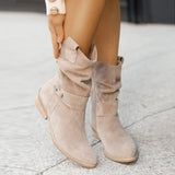 Autumn And Winter Ladies Large-Size Short-Slee Way Round Head Metal Buckle Side Zipper Low Side And Fashion Boots HZ0115