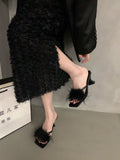 French High-Heeled Slippers Women's Shoes Wear 2025 New Summer Fairy Black Cool Drag Sandals HZ0115