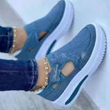 Large-Size Casual Women's Single Shoes 2025 Spring New Color Magic Stick Thick Bottom Breathable Mesh Single Shoes HZ0115
