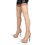 Ladies Boots Autumn And Winter Round Head Over The Knee Zipper Waterproof Table With Super High And Ladies Boots HZ0115
