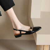 French Retro Soft Leather Coarse Heel Mountain Tea Head Sandals Women's Summer New Low Heel Back Empty Mary Jane Single Shoes HZ0115