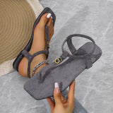 2025 Summer New Women's Flat-Soled Sandals Large Square Head Clamp Roman Flat Bottom Toe Sandals HZ0115