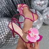 Women's Butterfly Decoration Crossover After The Belt Side Toe Fine High-Heeled Sandals Women's Shoes HZ0115