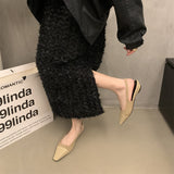 Vintage French Bag Head Sandals Spring Summer Flat Bottom Cool Drag Black Shoes Small Scented Women's Shoes Korean Version Of The Design Sense Single Shoes HZ0115