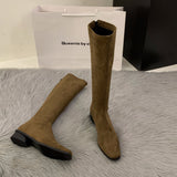 Coarse Heel Tip Velvet Thin Long Boots Women's Shoes 2025 New Autumn And Winter Korean Version Of The Long Boots Knight Boots HZ0115