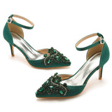 7 Cm Fine Heel Large-Size Sandals Banquet Women's Shoes Water Drill Tips High Heel Sandals And Sandals Dress Dress Long Skirts HZ0115