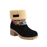 2025 Autumn And Winter New Snow Boots Flowers Scrub Coarse And Medium Boots Two Thick 43 Large Size To Keep Warm Cotton Boots HZ0115