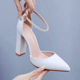 Coarse Heel Pointed Casual Women's Single Shoes 2025 New Spring Women's Shoes Shallow Foot Fashion Comfortable High Heels HZ0115