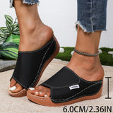Large-Size Thick-Bottomed Slippers Women's 2025 New Summer Simple Fashion Fish Mouth Slope And Slippers Women's Shoes HZ0115