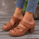 2025 New Summer Slope And Fish Mouth Slippers Women's Casual Large-Size Coarse And Slippers With Solid Color HZ0115