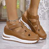 2025 New Women's Thick Soles High Sandals Large-Size Hollow Round Head In High Sports Sandals HZ0115