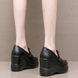 High-Poe And Soft-Soled Thick-Soled Lod Shoes Women's Slope With English Wind One-Legged Leather Shoes Mother Small Leather Shoes Deep Mouth Single Shoes HZ0115