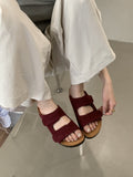 Magic Sticker Birken Shoes Thick-Soled Slippers Women's Summer Wear Soft Bottom 2025 Flat-Bottomed Boken Ugly Cold Slippers Tide HZ0115