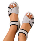 Large-Size New Sandals Women's Large-Size Thick-Bottomed Flat-Bottomed Magic Stick Daily Leisure Beach Sandals HZ0115