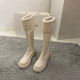 Thick-Bottomed Brown Long-Heeled Knight Boots Women's Shoes 2025 New Autumn And Winter Plus Velveled Winter Shoes Snow Boots HZ0115