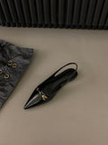 French Flat Black Stumbling Bag Head Sandals Women 2025 New Spring And Summer Sharp Drill Temperament Single Shoes HZ0115