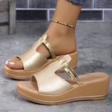 2025 New Summer Women's Slope And Thick-Bottomed Slippers Large-Size Thick-Bottomed Plus Casual Slippers Women's Shoes HZ0115