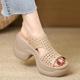 2025 Summer New Roman Hollow Anti-Slip Wear-Resistant Women's Shoes Soft And Comfortable Out Fashion With Mother Shoes HZ0115