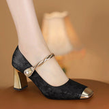 New Chinese Style Mary Jane Single Shoes 2025 New Square Word With High Heel Women's Shoes Fashion Shoes HZ0115