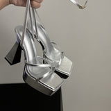 2025 Summer New ~ Waterproof Table Cross-Dine After The Open Toe Thick Soles Of The Woman Thick Heeled Sandals HZ0115