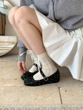 The Inner High-Grade Version ~ Retro Full Star Rivet Ballet Single-Shoe Girl Spring And Autumn Buckle With Shallow Mary Treasure Shoes HZ0115