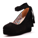 11 Cm Women's Shoes Round Head Waterproof Table Slope Single Shoes Roman Strapped Slope Single Shoes Spring And Autumn Single Shoes Women's Thick-Soled Shoes HZ0115