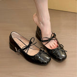 Naipa Gentle Sweet Beans! Temperament Round Head Bow With Mary Jane Shoes Women's Light Mouth Coarse Single Shoes HZ0115