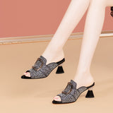 Water Drill Cool Slippers Ms. 2025 Summer New Thick Heel Temperament High-Heeled Slippers Women's Shoes Wearing Fish Mouth Sandals HZ0115