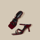 2025 Summer New French Temperament And A Word Wearing Fairy White Commuting High-Slip Slippers Woman HZ0115