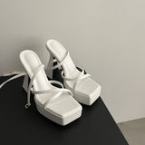 The Waterproof Table Cross-Belt High-Heeled Sandals Summer New European Design Sense Heightening Leg Long High Heels HZ0115