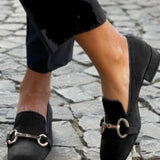 Spring 2025 New Fashion Flat Bottom 40-43 Large Size Ebay Metal Fastener Round Head Lefu Shoes HZ0115