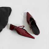 Internal Height Height Half Slippers Female One-Word Buckle Point-And-Head Single Shoe Pedal Temperament Bag Head Shoes HZ0115