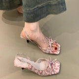 New French Fashion Casual Sandals In The Summer Of 2025 Femininity Bow-Tender High-Heeled Fine-Heeled Sandals HZ0115